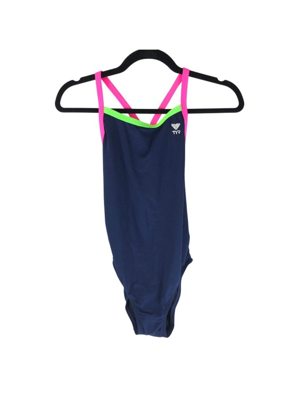 TYR Womens One Piece Swimsuit Diamondback Durafast Neon Pink Green Navy S